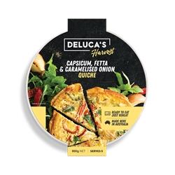 DELUCA'S FAMILY QUICHE CAPSICUM, FETA & CARAMELISED ONION (HARVEST) 800g 4C